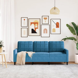 Canapé à 3 places Bleu 180 cm Velours