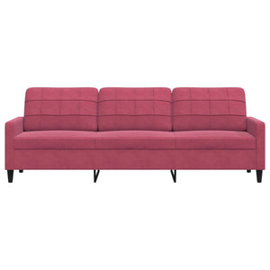Canapé à 3 places Rouge bordeaux 210 cm Velours