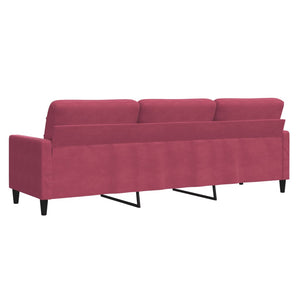 Canapé à 3 places Rouge bordeaux 210 cm Velours
