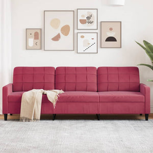 Canapé à 3 places Rouge bordeaux 210 cm Velours