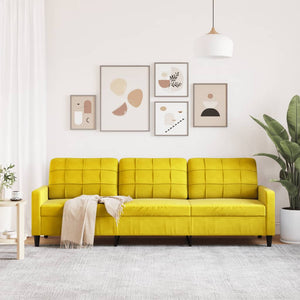 Canapé à 3 places Jaune 210 cm Velours