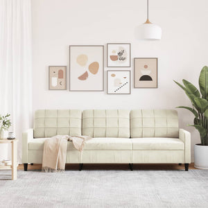 Canapé à 3 places Crème 210 cm Velours
