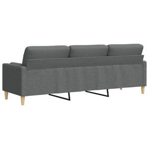 Canapé 3 places avec oreillers gris foncé 210 cm tissu