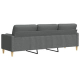 Canapé 3 places avec oreillers gris foncé 210 cm tissu