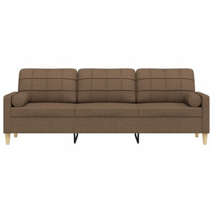 Canapé 3 places avec oreillers décoratifs marron 210 cm tissu