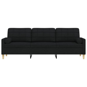 Canapé 3 places avec oreillers décoratifs noir 210 cm tissu