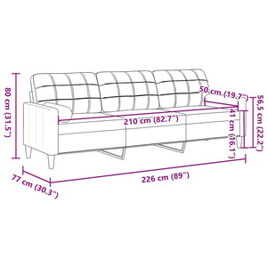 Canapé 3 places avec oreillers décoratifs noir 210 cm tissu