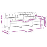 Canapé 3 places avec oreillers décoratifs noir 210 cm tissu