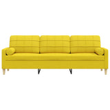 Canapé 3 places avec oreillers jaune clair 210 cm tissu