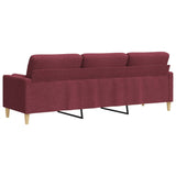 Canapé 3 places avec oreillers décoratifs bordeaux 210 cm tissu
