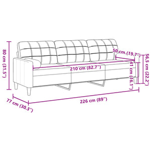 Canapé 3 places avec oreillers décoratifs bordeaux 210 cm tissu