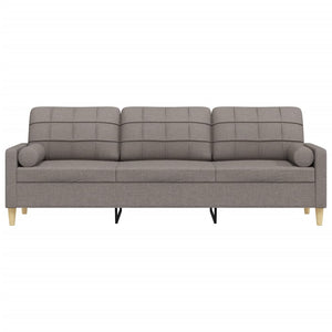 Canapé 3 places avec oreillers décoratifs taupe 210 cm tissu