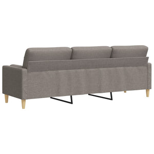Canapé 3 places avec oreillers décoratifs taupe 210 cm tissu