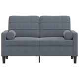 Canapé 2 places avec oreillers gris foncé 120 cm velours