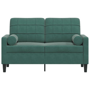 Canapé 2 places avec oreillers vert foncé 120 cm velours