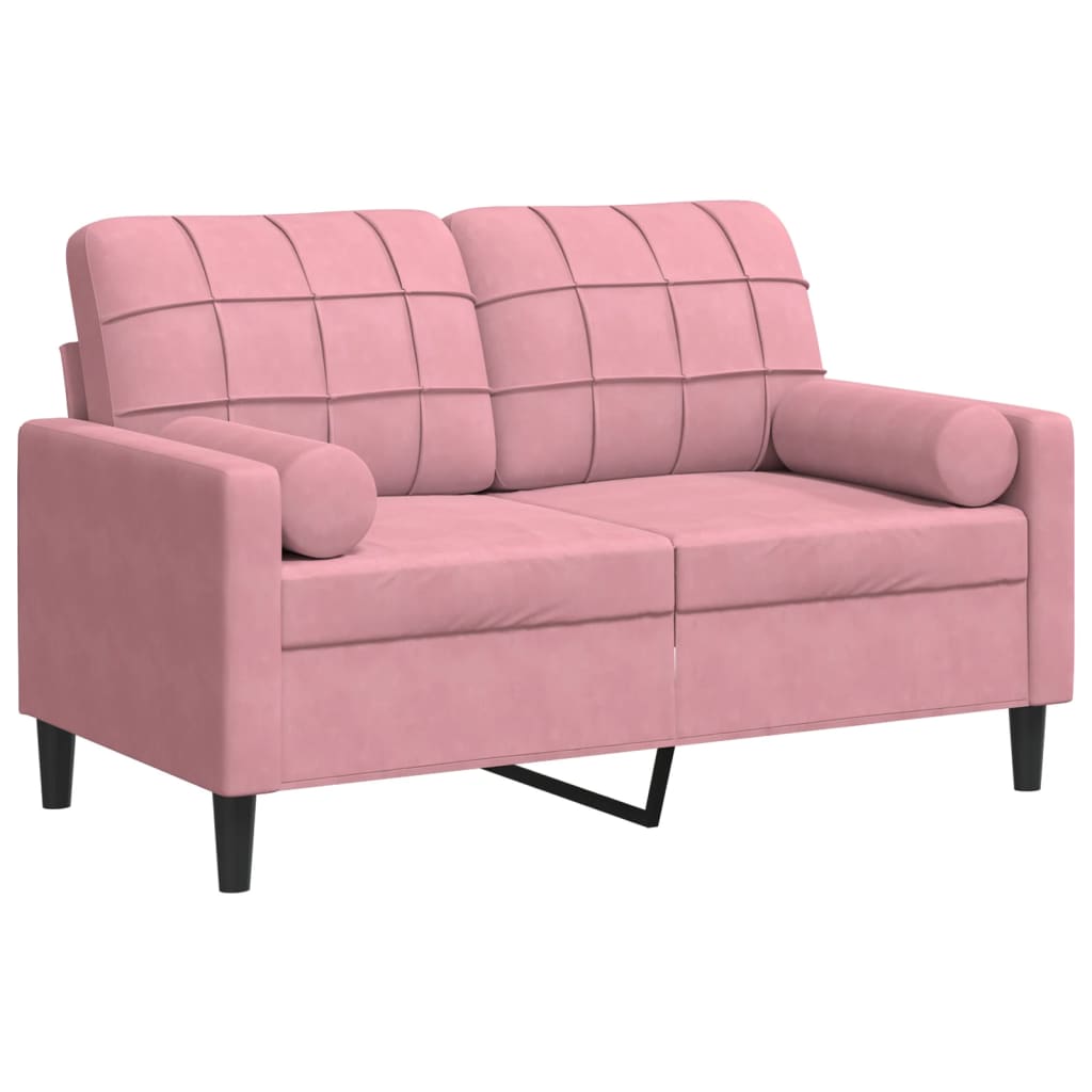 Canapé 2 places avec oreillers décoratifs rose 120 cm velours