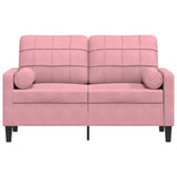 Canapé 2 places avec oreillers décoratifs rose 120 cm velours