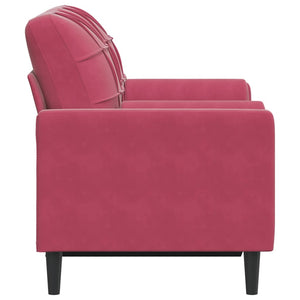 Canapé 2 places avec oreillers bordeaux 120 cm velours