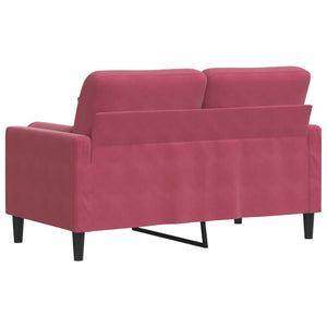 Canapé 2 places avec oreillers bordeaux 120 cm velours