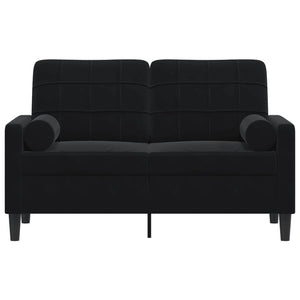 Canapé 2 places avec oreillers décoratifs noir 120 cm velours