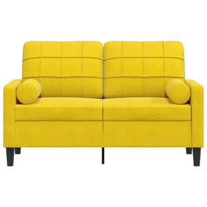 Canapé 2 places avec oreillers décoratifs jaune 120 cm velours