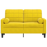 Canapé 2 places avec oreillers décoratifs jaune 120 cm velours