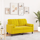 Canapé 2 places avec oreillers décoratifs jaune 120 cm velours