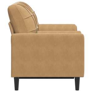 Canapé 2 places avec oreillers décoratifs brun 120 cm velours