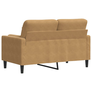 Canapé 2 places avec oreillers décoratifs brun 120 cm velours