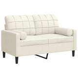 Canapé 2 places avec oreillers décoratifs crème 120 cm velours