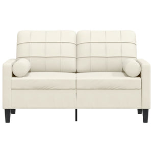 Canapé 2 places avec oreillers décoratifs crème 120 cm velours