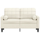 Canapé 2 places avec oreillers décoratifs crème 120 cm velours