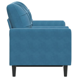 Canapé 2 places avec oreillers décoratifs bleu 120 cm velours
