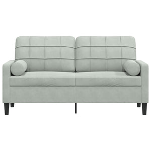 Canapé 2 places avec oreillers gris clair 140 cm velours