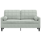 Canapé 2 places avec oreillers gris clair 140 cm velours