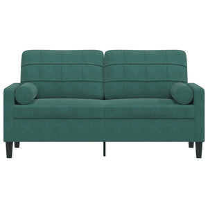 Canapé 2 places avec oreillers vert foncé 140 cm velours