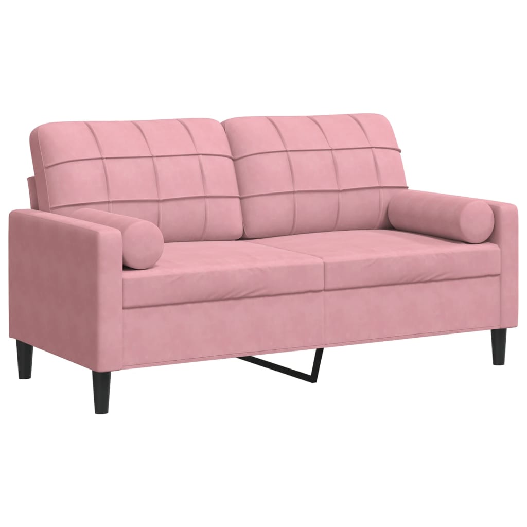 Canapé 2 places avec oreillers décoratifs rose 140 cm velours