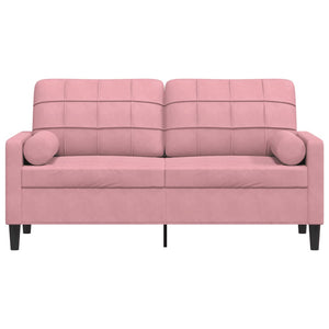 Canapé 2 places avec oreillers décoratifs rose 140 cm velours