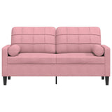 Canapé 2 places avec oreillers décoratifs rose 140 cm velours