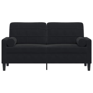 Canapé 2 places avec oreillers décoratifs noir 140 cm velours