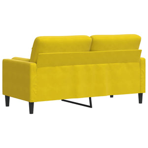 Canapé 2 places avec oreillers décoratifs jaune 140 cm velours