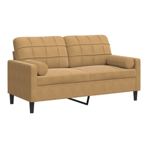 Canapé 2 places avec oreillers décoratifs brun 140 cm velours