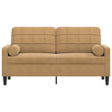 Canapé 2 places avec oreillers décoratifs brun 140 cm velours