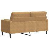 Canapé 2 places avec oreillers décoratifs brun 140 cm velours