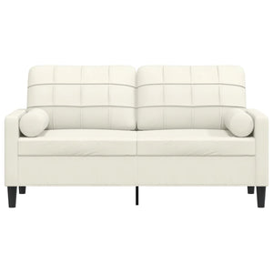 Canapé 2 places avec oreillers décoratifs crème 140 cm velours