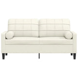 Canapé 2 places avec oreillers décoratifs crème 140 cm velours