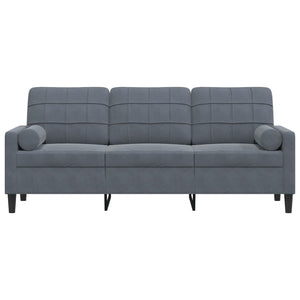 Canapé 3 places avec oreillers gris foncé 180 cm velours