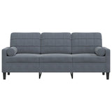Canapé 3 places avec oreillers gris foncé 180 cm velours