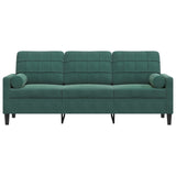 Canapé 3 places avec oreillers vert foncé 180 cm velours