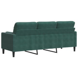 Canapé 3 places avec oreillers vert foncé 180 cm velours